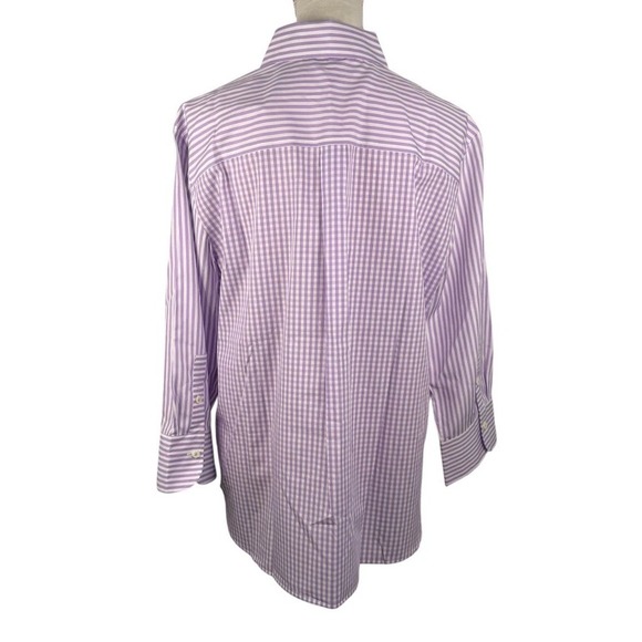 NWT Hinson Wu Purple Lilac White Stripe 3/4 Margot Sleeve Shirt Top‎ Size 16 - Picture 5 of 16